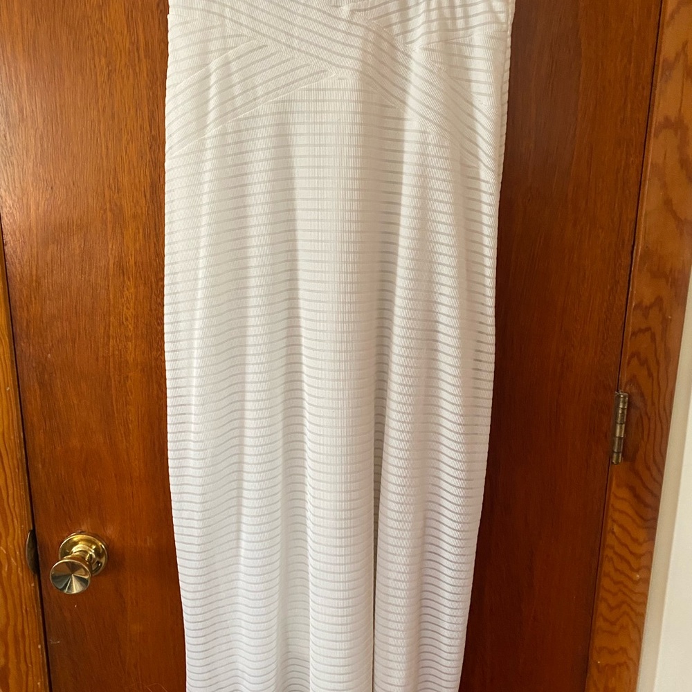 ECI White Textured Maxi Skirt
